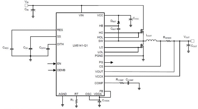 原理图 - Texas Instruments LM5141/LM5141-Q1同步降压控制器